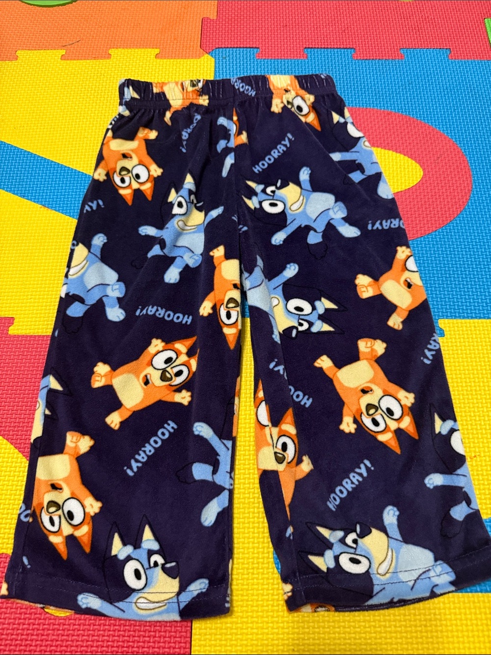 Kids Navy Blue Cartoon Bluey Fleece Pajama Pants